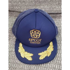 Vintage Disney Epcot Center Trucker Hat Navy Gold Leaf Mesh Snapback Cap